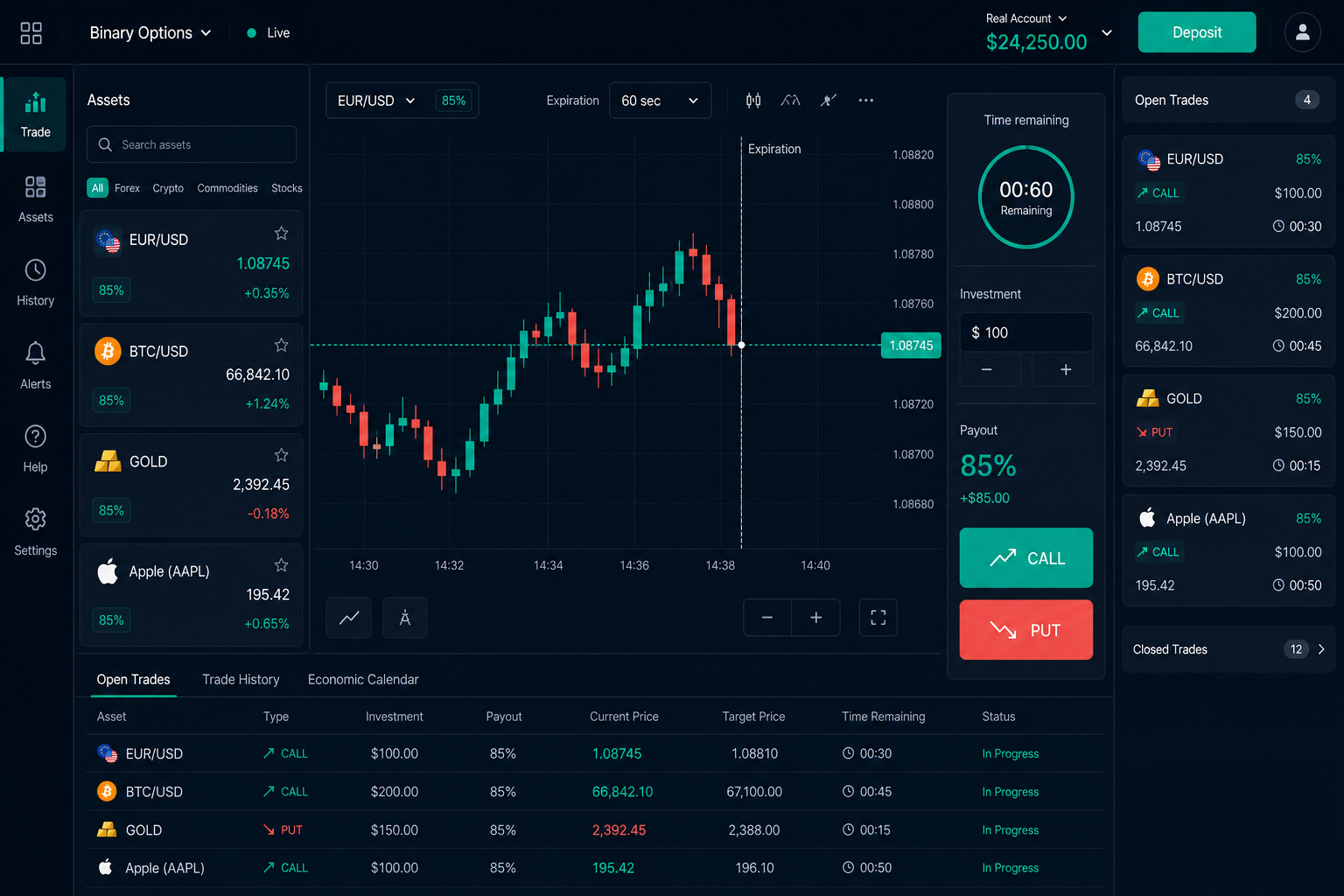 Webstriva Binary Trading product sample